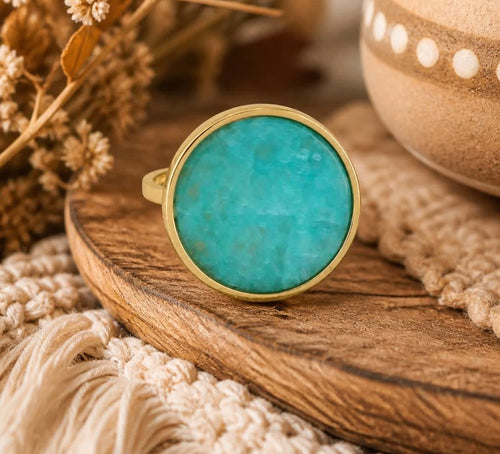 Bague Cabochon Rond Amazonite