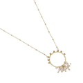 Collier Chaîne Satellite Pendentif Cercle Agate Blanche Doré