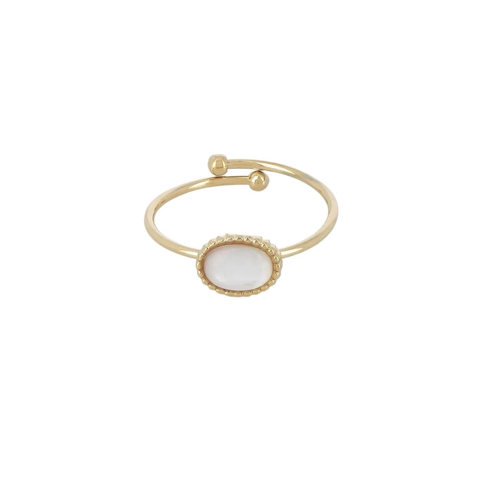 Bague Ovale Nacre Blanche