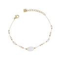 Bracelet Chaîne Agate Blanche & Perles Dorées