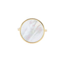 Bague Cabochon Rond Nacre Blanche
