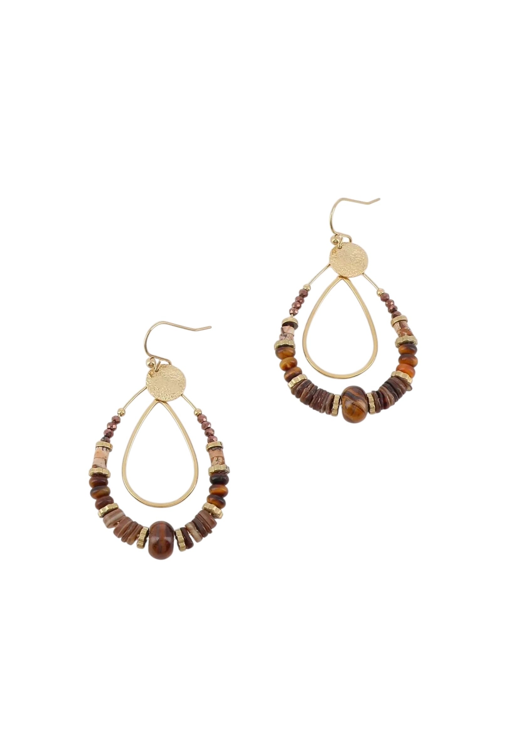 Boucles d'Oreilles Créoles Œil de Tigre