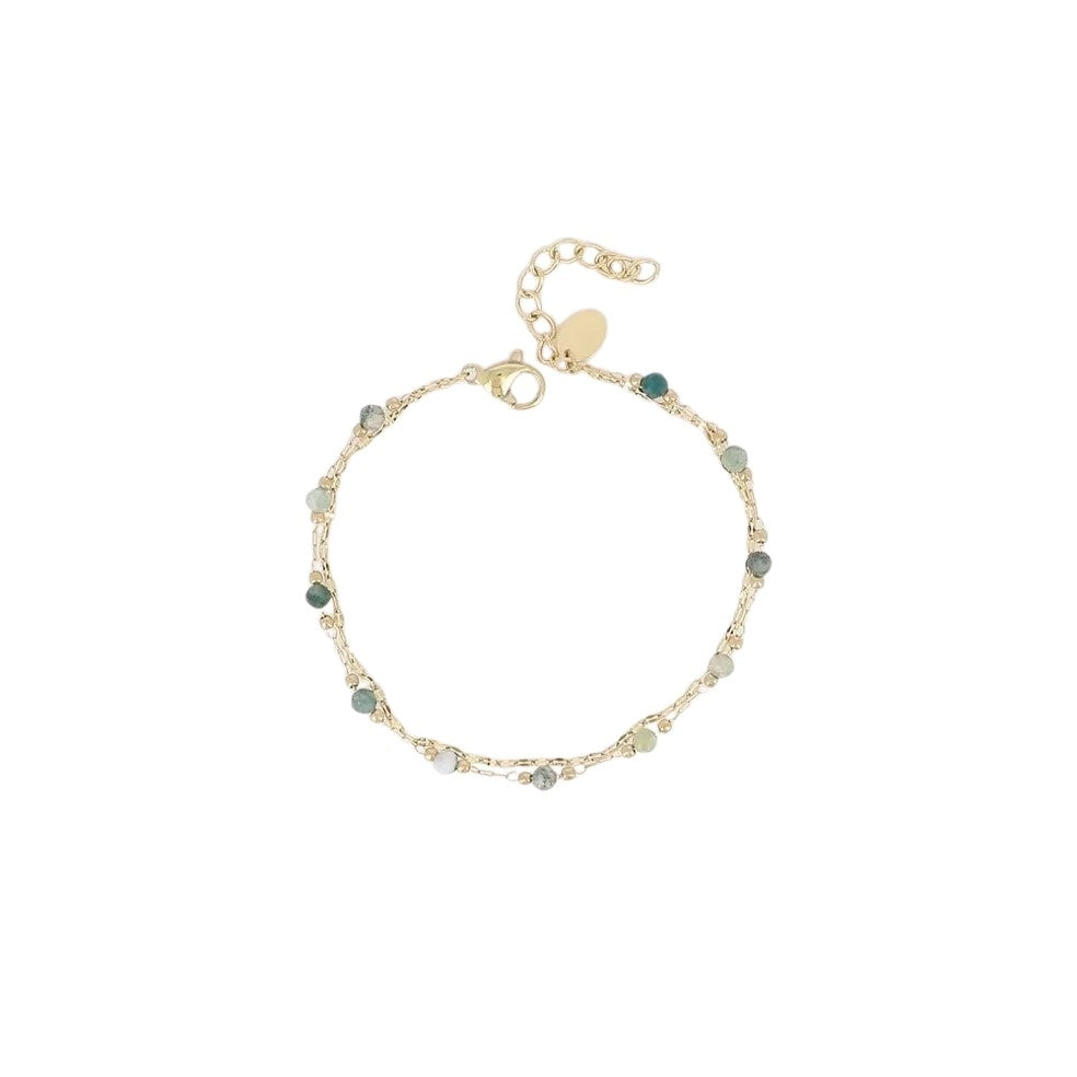 Bracelet Double Rang Agate Indienne Doré