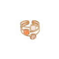 Bague Triple Anneaux Milgrain Aventurine Orange